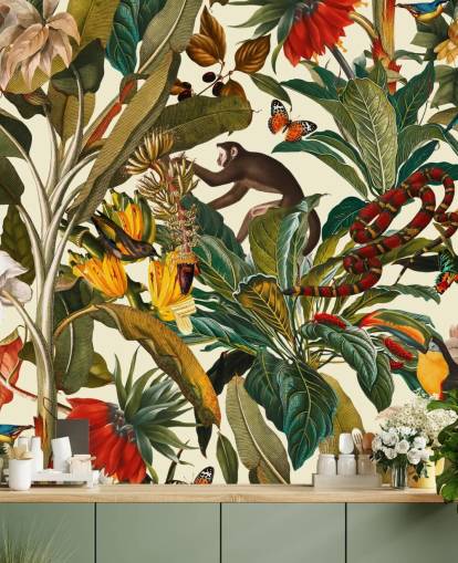 jungle planten en dieren behang