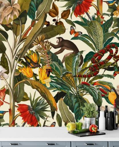 jungle planten en dieren behang