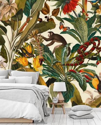 papier peint plantes et animaux de la jungle