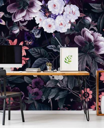 papel pintado de flores de color púrpura oscuro con reflejos blancos papel pintado de flores de color púrpura oscuro con reflejos blancos