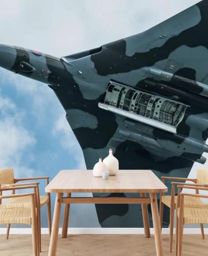 aanpasbare militaire jet muurschildering genaamd Vulcan Bomber Final Run voor thuiskantoren, slaapkamers en bedrijven