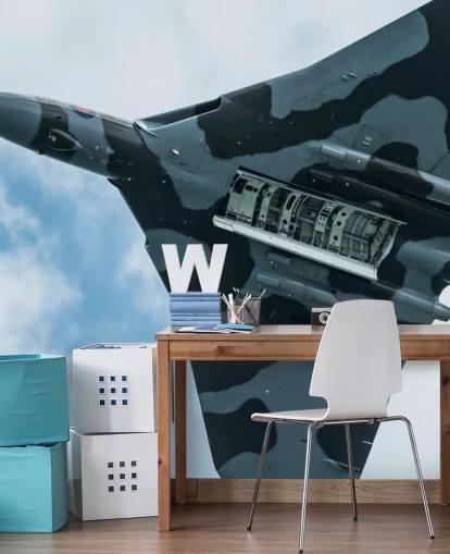 aanpasbare militaire jet muurschildering genaamd Vulcan Bomber Final Run voor thuiskantoren, slaapkamers en bedrijven