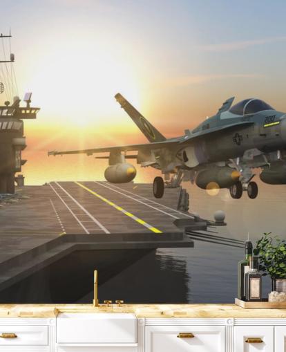 mural de pared de portaaviones militar personalizable llamado Aircraft Carrier