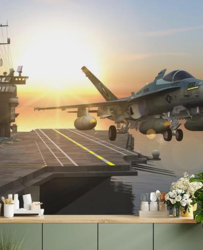 mural de pared de portaaviones militar personalizable llamado Aircraft Carrier
