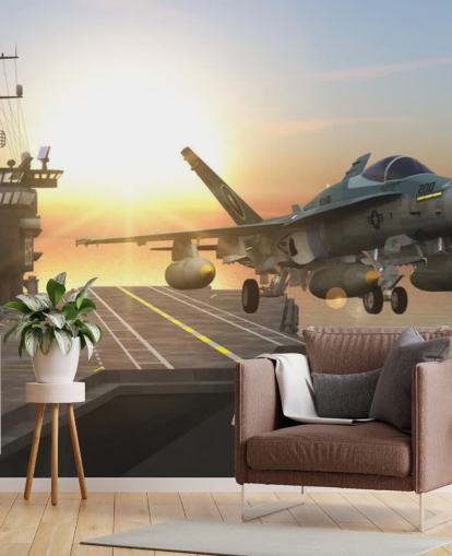 mural de pared de portaaviones militar personalizable llamado Aircraft Carrier