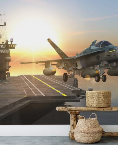 mural de pared de portaaviones militar personalizable llamado Aircraft Carrier