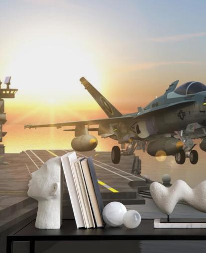mural de pared de portaaviones militar personalizable llamado Aircraft Carrier