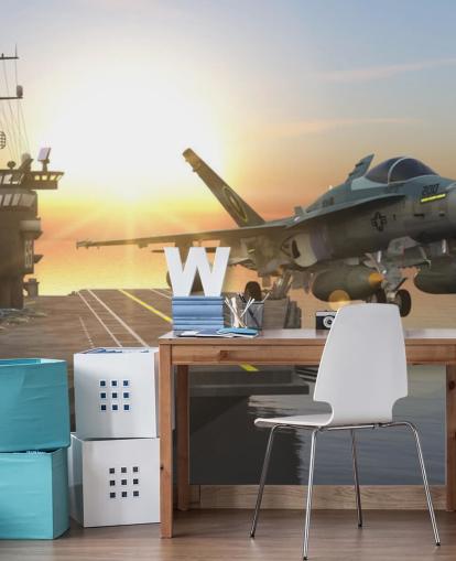 mural de parede de porta-aviões militar personalizável chamado Aircraft Carrier