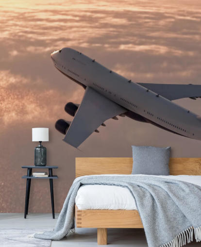Mural de papel pintado de aviones comerciales