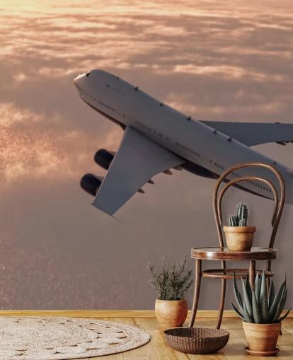 Mural de papel pintado de aviones comerciales