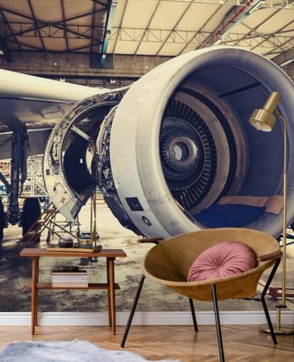 mural de papel pintado de aviones personalizable llamado Jet Engine
