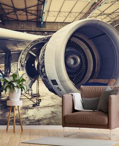 mural de papel pintado de aviones personalizable llamado Jet Engine