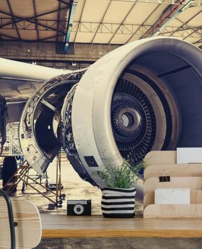 mural de papel de parede de aeronave personalizável chamado Jet Engine