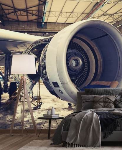mural de papel de parede de aeronave personalizável chamado Jet Engine