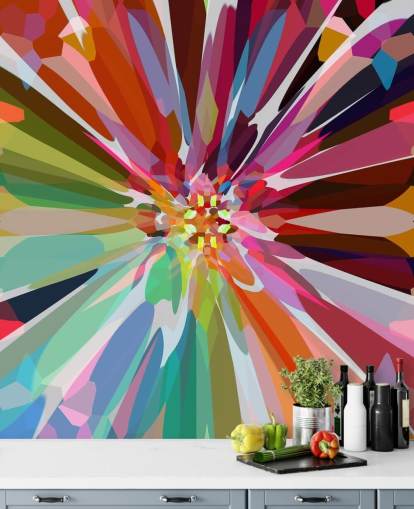 fargerik abstrakt floral tapet