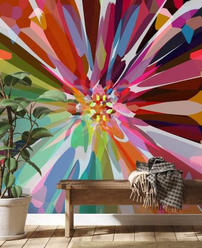 fargerik abstrakt floral tapet