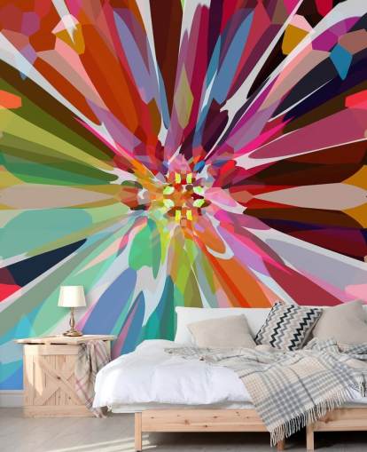 fargerik abstrakt floral tapet