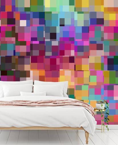 papier peint collage de carrés colorés