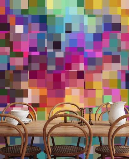 kleurrijke pleinen collage behang