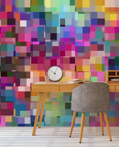 papel de parede de colagem de quadrados coloridos