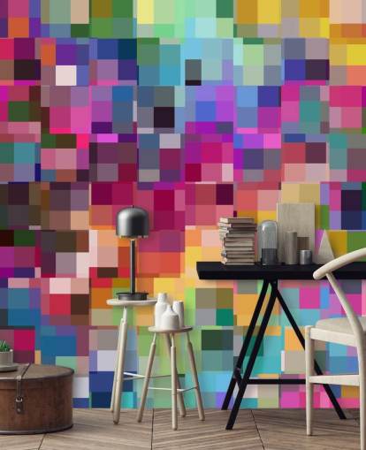 bunte Quadrate Collage Tapete