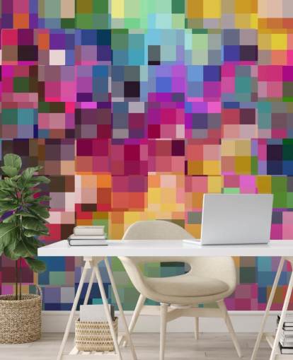 papel de parede de colagem de quadrados coloridos