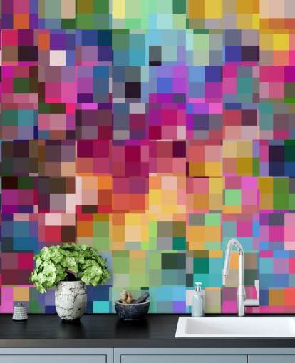 papier peint collage de carrés colorés