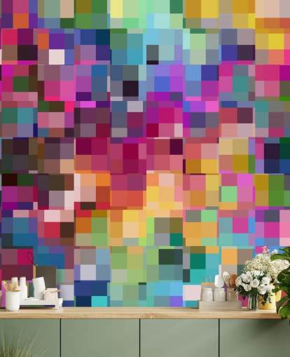 papier peint collage de carrés colorés