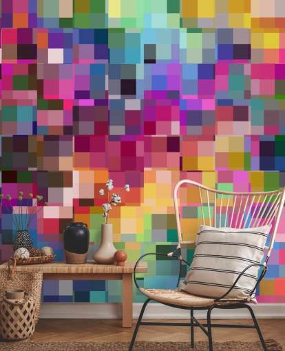bunte Quadrate Collage Tapete