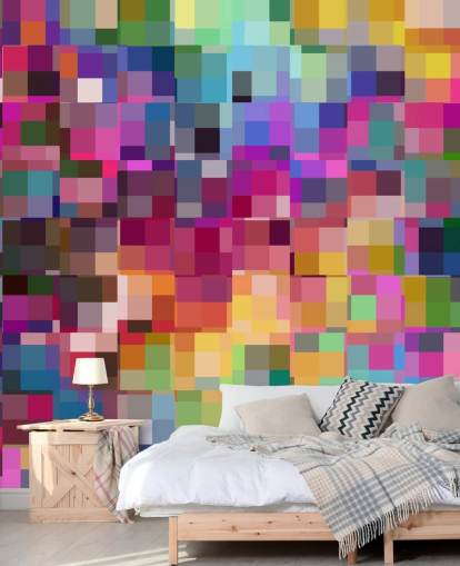 bunte Quadrate Collage Tapete