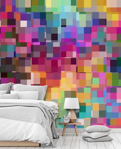 papier peint collage de carrés colorés