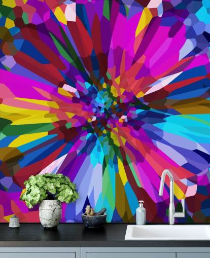 farverige blomst abstrakt kunst tapet farverige blomst abstrakt kunst tapet