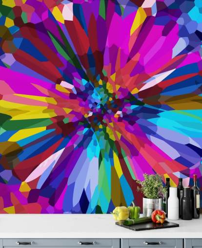 fargerik blomst abstrakt kunst tapet fargerik blomst abstrakt kunst tapet