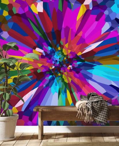 farverige blomst abstrakt kunst tapet farverige blomst abstrakt kunst tapet