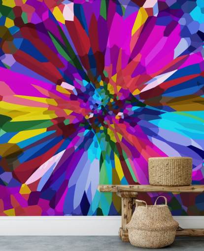fargerik blomst abstrakt kunst tapet