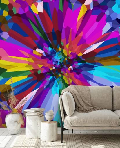 kleurrijke bloem abstracte kunst behang