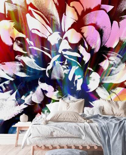 abstrakte und farbenfrohe Blumentapete