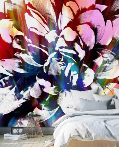 abstrakte und farbenfrohe Blumentapete