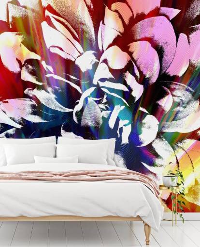 abstract en kleurrijk bloemenbehang