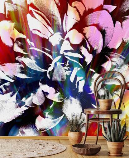 abstract en kleurrijk bloemenbehang