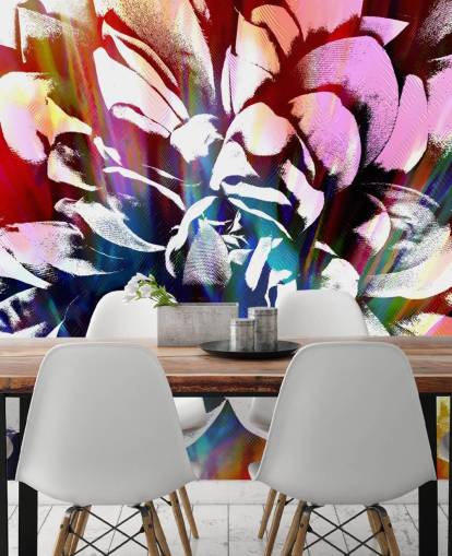 abstrakte und farbenfrohe Blumentapete