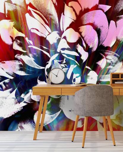 abstrakte und farbenfrohe Blumentapete abstrakte und farbenfrohe Blumentapete