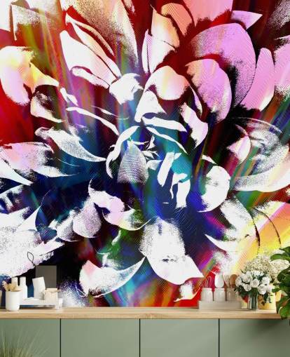 abstrakte und farbenfrohe Blumentapete abstrakte und farbenfrohe Blumentapete