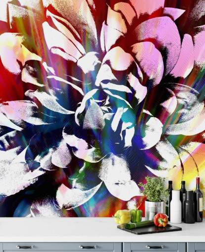 abstrakt og farverig blomst tapet
