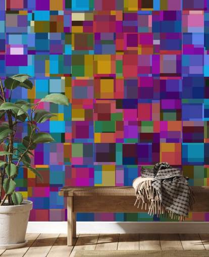 papel de parede colorido formas quadradas