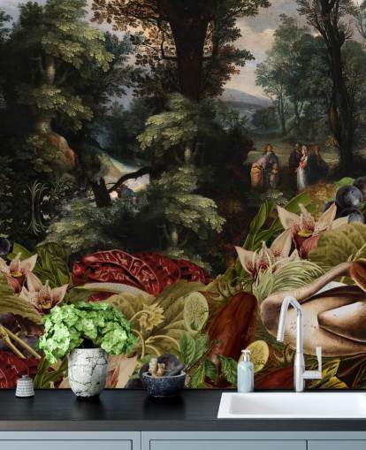 Pflanzen, Vogel und Vintage-Landschaftshintergrunds Wallpaper