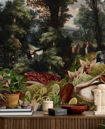 plantes, oiseaux et fond d'écran vintage paysage