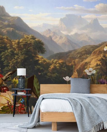 tropical mountain scenery with birds wallpaper tropical mountain scenery with birds wallpaper