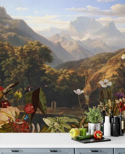 tropical mountain scenery with birds wallpaper tropical mountain scenery with birds wallpaper