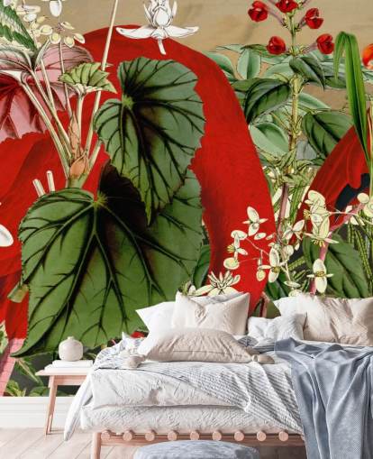 fondo de pantalla de flamencos rojos en la selva verde frondosa